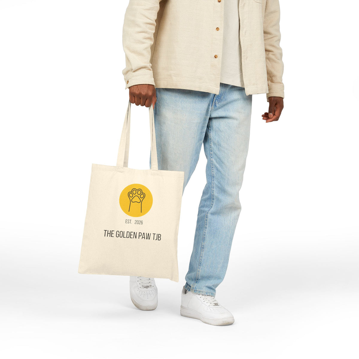 Cotton Canvas Tote Bag (15"x16") - The Golden Paw TJB EST. 2026