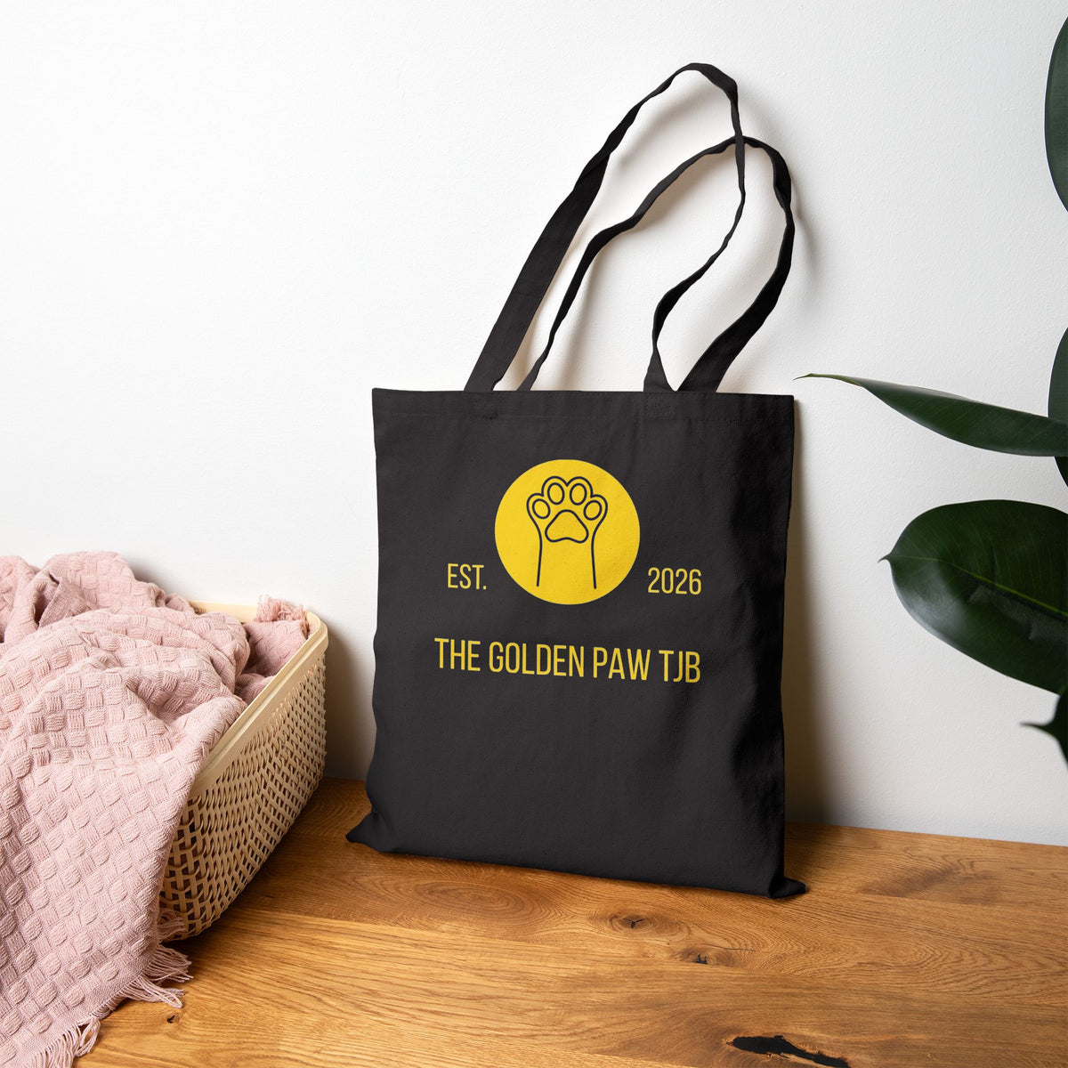 Cotton Canvas Tote Bag (15"x16") - The Golden Paw TJB EST. 2026