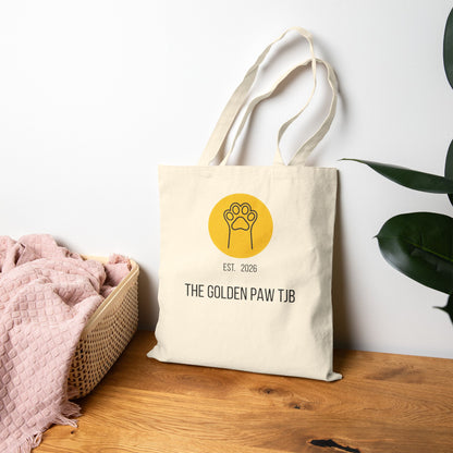Cotton Canvas Tote Bag (15"x16") - The Golden Paw TJB EST. 2026