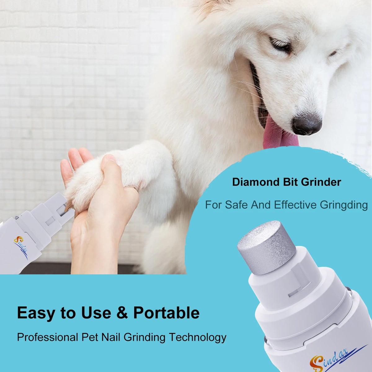 Quiet Dog Nail Grinder - USB Rechargeable 2-Speed Trimmer