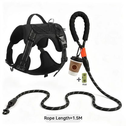 Tactical Dog Harness With Handle - Adjustable Reflective No Pull Vest Harness For Medium Large Dogs