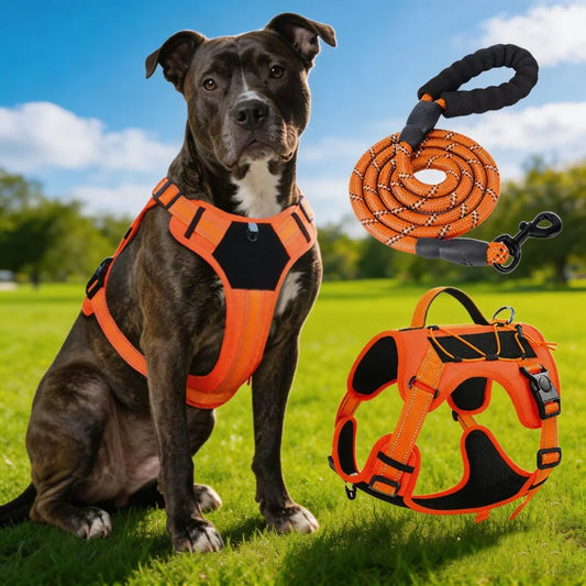 Tactical Dog Harness With Handle - Adjustable Reflective No Pull Vest Harness For Medium Large Dogs