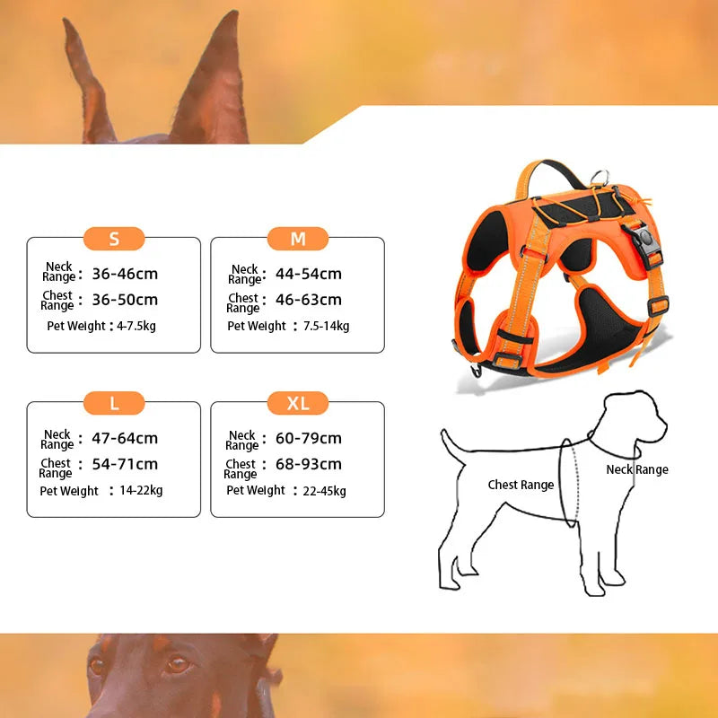 Tactical Dog Harness With Handle - Adjustable Reflective No Pull Vest Harness For Medium Large Dogs